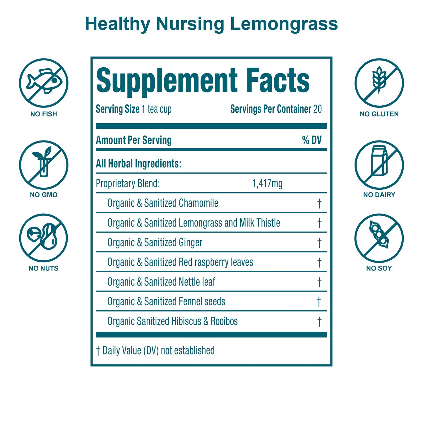 Healthy Nursing Lemongrass Lactation Tea-USDA Organic & Caffeine Free-