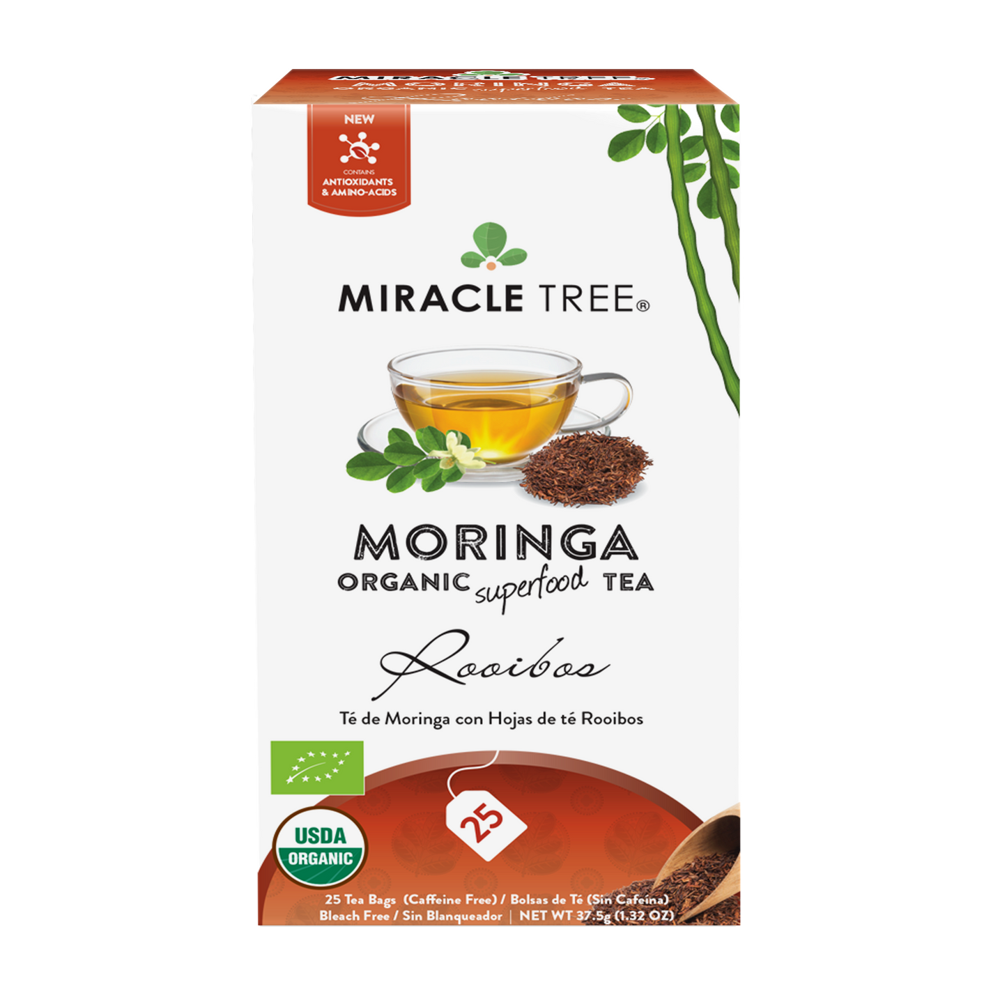 Miracle Tree's Organic Moringa Tea, Rooibos