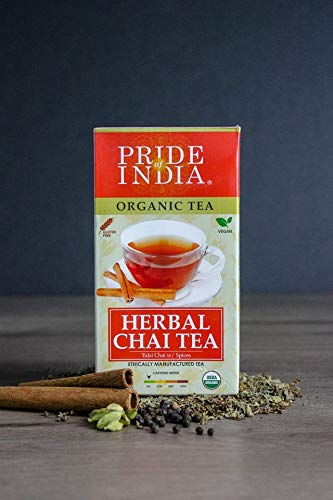 Organic Herbal Tulsi Chai Tea Bags (Caffeine Free) - Pack of 6