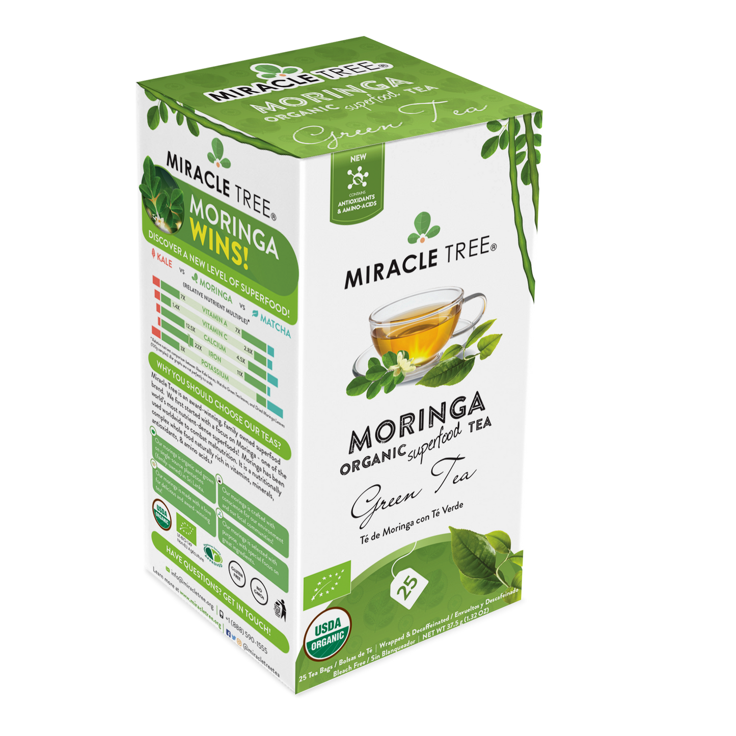 Miracle Tree's Organic Moringa Tea, Green Tea