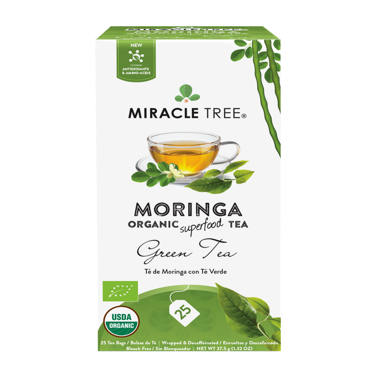 Miracle Tree's Organic Moringa Tea, Green Tea