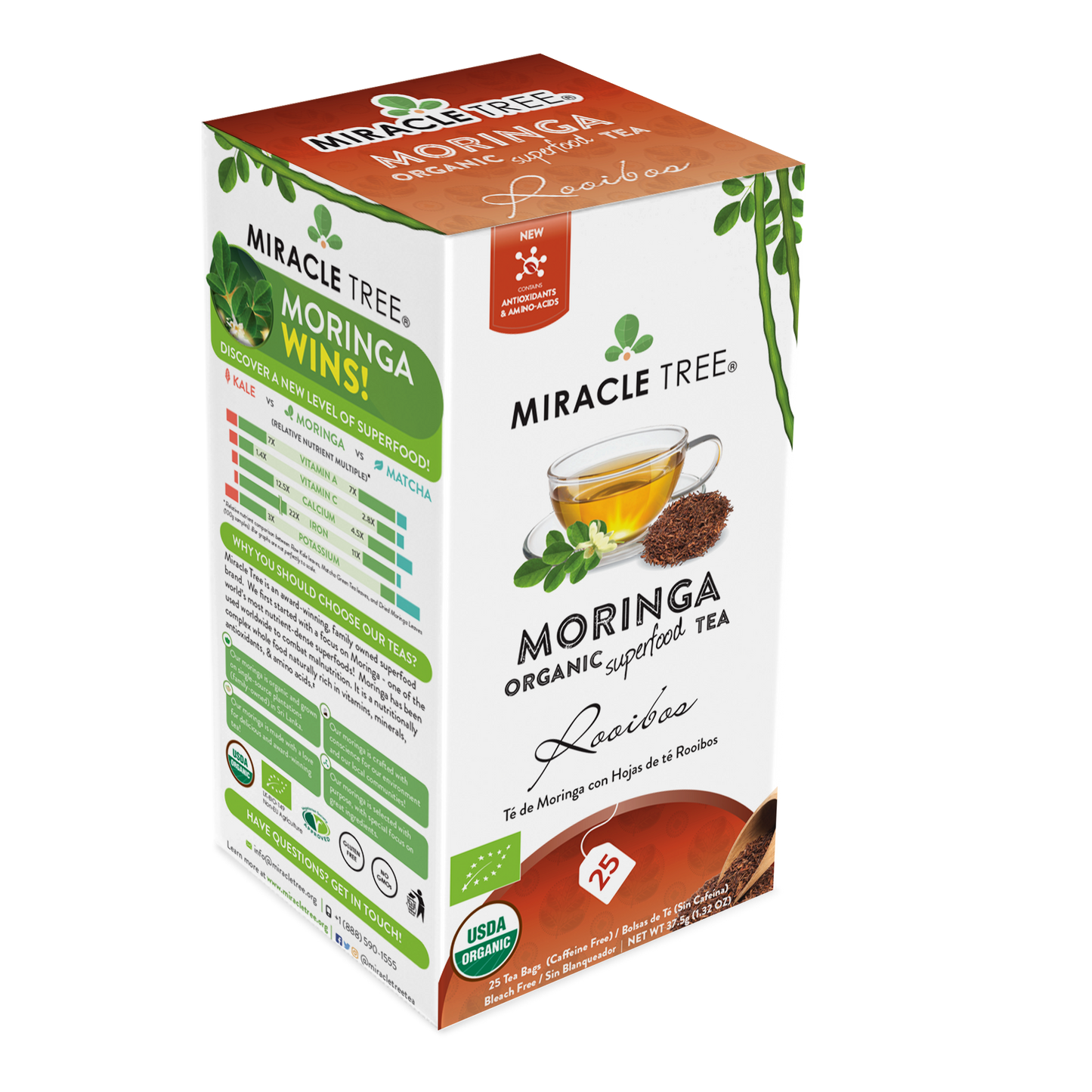 Miracle Tree's Organic Moringa Tea, Rooibos