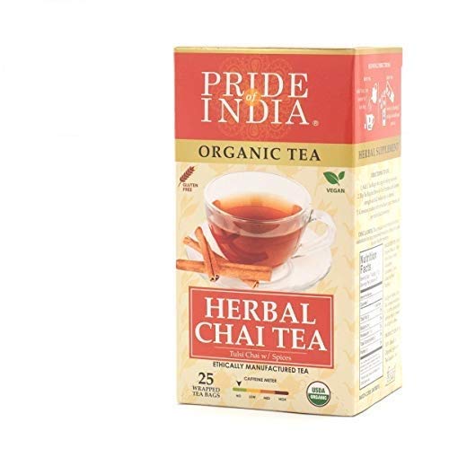 Organic Herbal Tulsi Chai Tea Bags (Caffeine Free) - Pack of 6